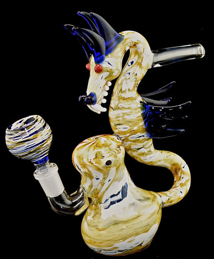 Glass Pipe – Double Layer Snake  Sherlock, Gold And Silver Fume, 8