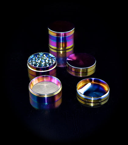 Grinder - 4 Pieces Zinc Alloy Pollen Rainbow Grinders Spice Grinder Colorful Metal Crusher with magnetic top