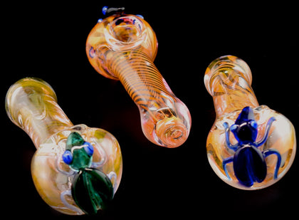 Gold Flaming  Ribbit Spoon Pipe -Wholesale Glass Pipe -1905