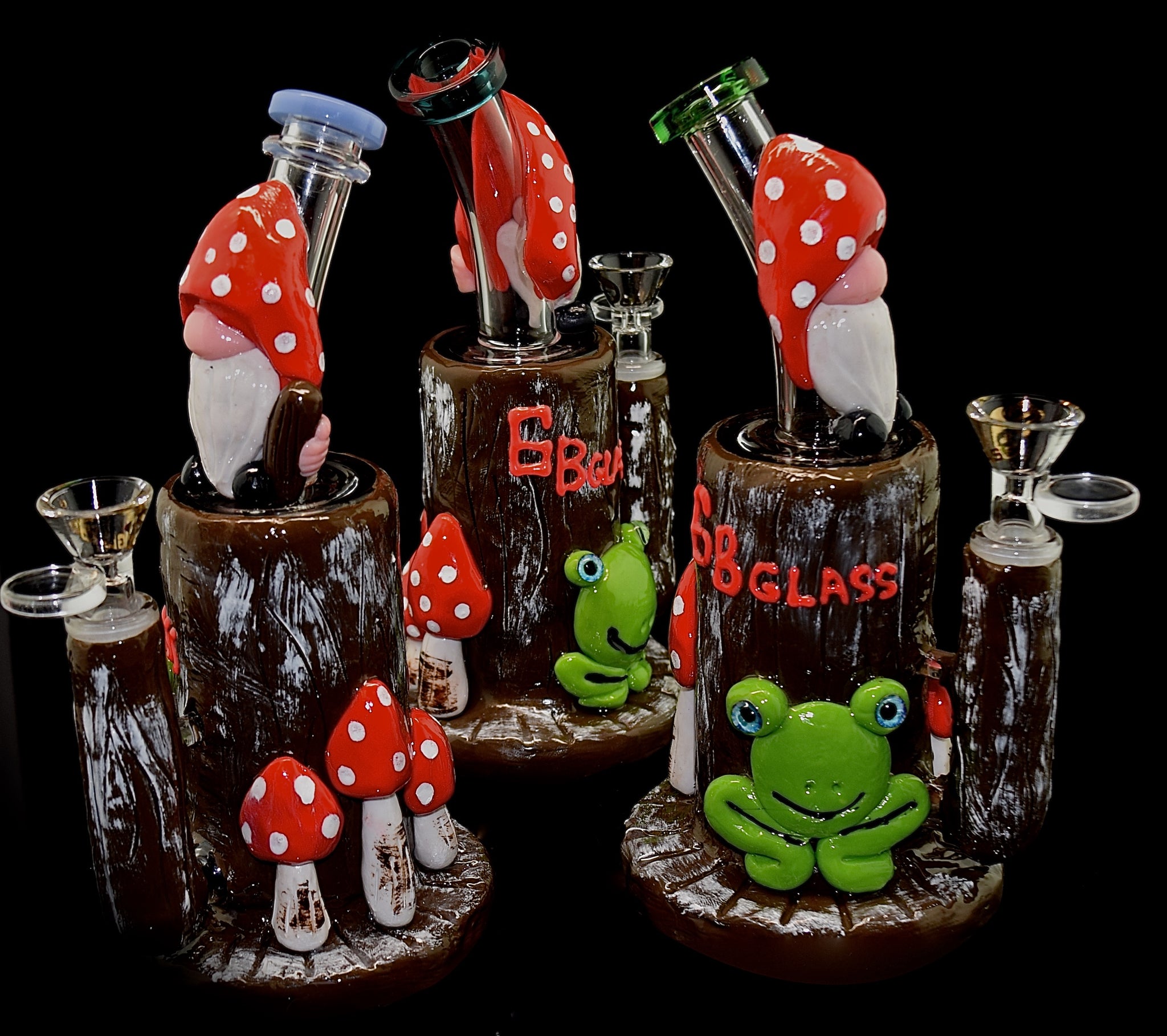 6B Glass Smoking Glass Water Pipe with strawberry and  Frog Decorate -2023B19