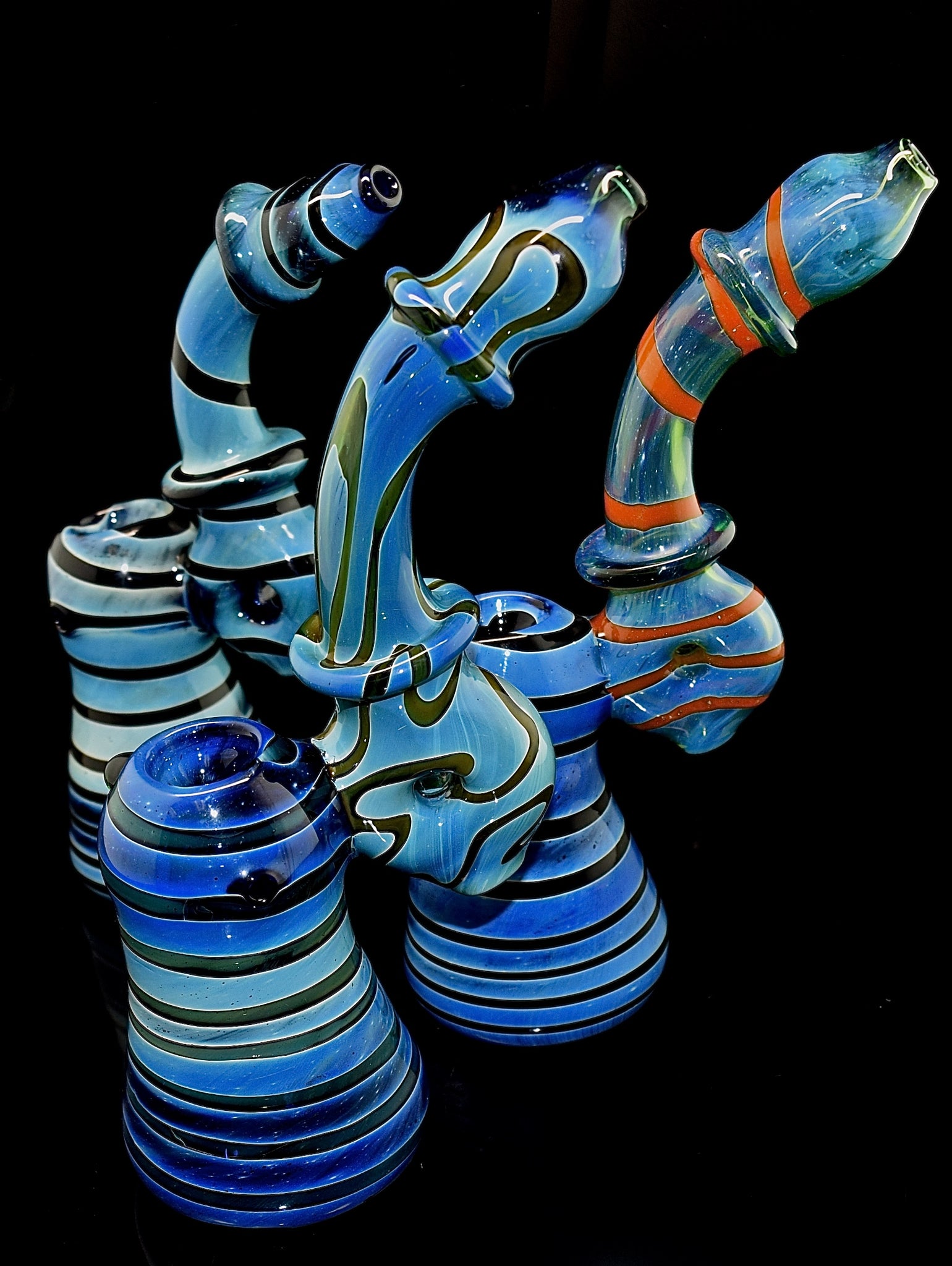 XL Martian Blue  Sherlock Bubbler | Wholesale Glass Pipe -1966