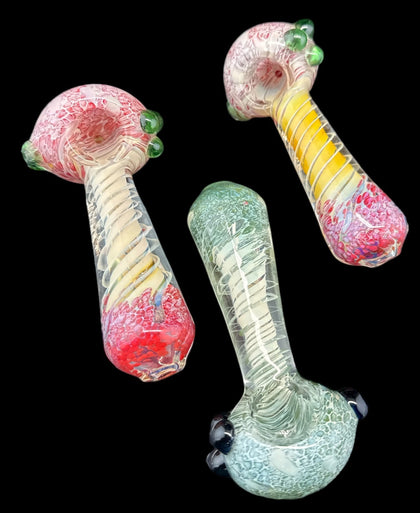 Colorful Squiggle Striped Frit Glass Pipe only wholesale glass pipe - 4055