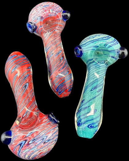 Color Changing Gold Fumed Spiral Striped Glass Pipe -4075