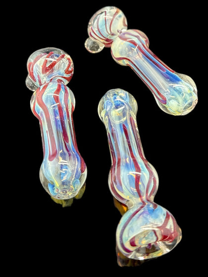 Glass Pipes 3.5″ Color Lining w/ Bead Premium Chillum-shaped -4130