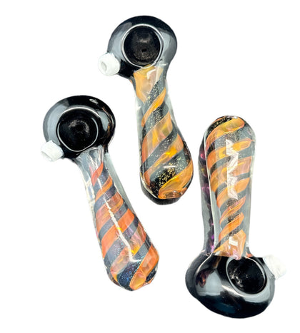 Premium 4”Glass Hand Pipe Spiral Design W/ Dichro Strip Handcrafted - 4145