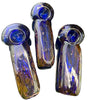 Gold Fumed Circle Striped Square Glass Pipe -4177