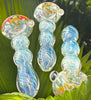 Yellow and Blue Fumed Glass Pipe Handmade Unique Golden Heady Iridescent Spoon Pipe Hand Blown Tobacco Pipe Art -4234