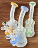 Frosted Hand Made Smoking Glass Water Pipe with Colorful Mouth -HAB58