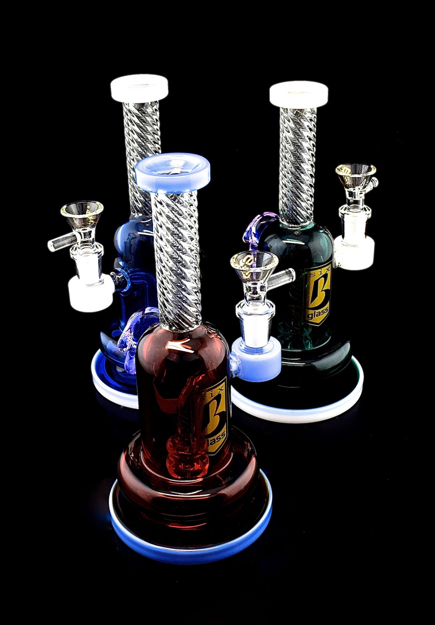 6B GLASS - 9" Twisted Water pipe Colorful | Wholesale Glass Pipe-2020B60
