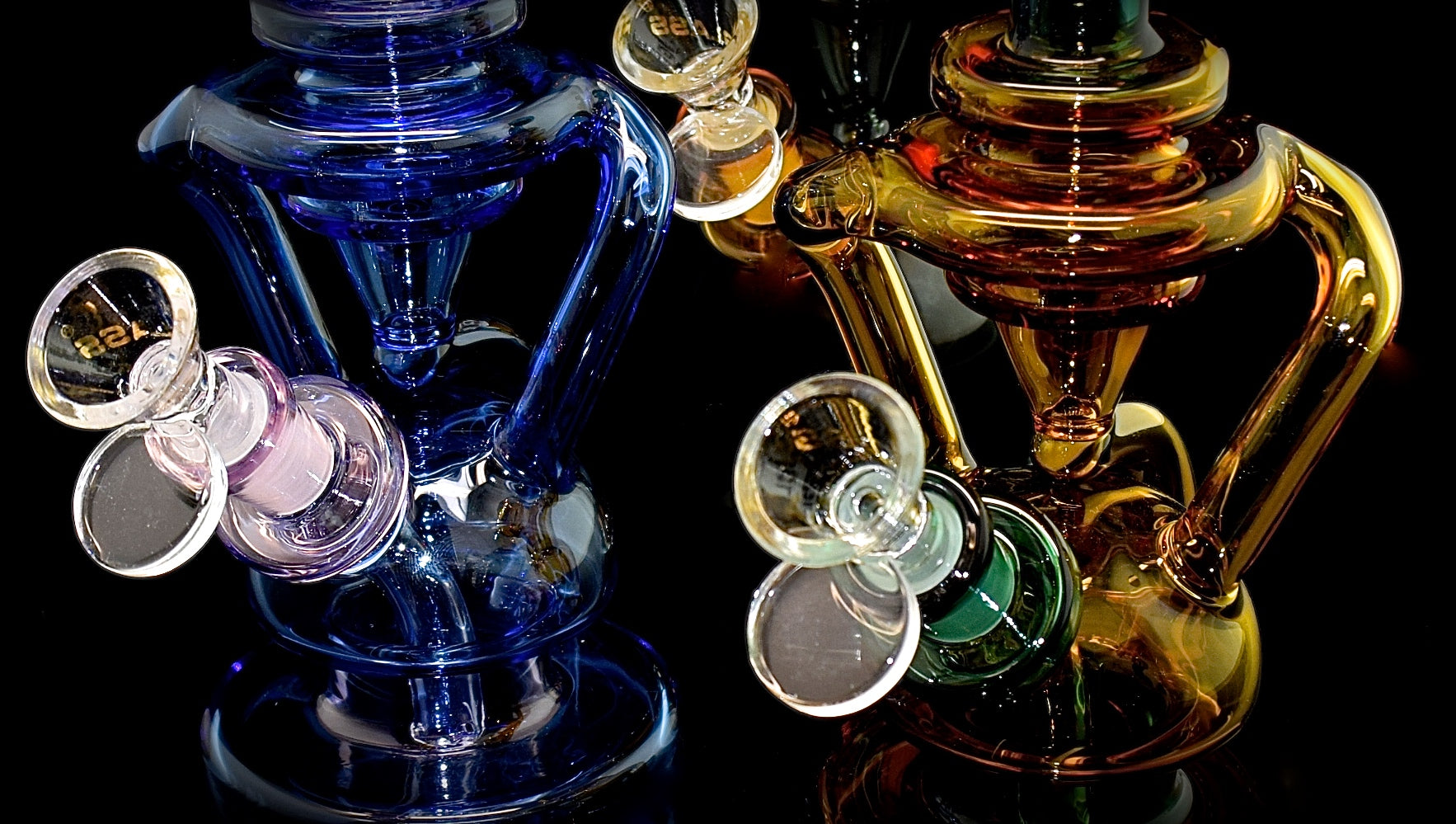 6B Glass - 8 Inches Recycler Bubbler Colorful Glass Smoking Water Pipe Glass Bongs Dab Oil Rigs Wholesale-2021B89