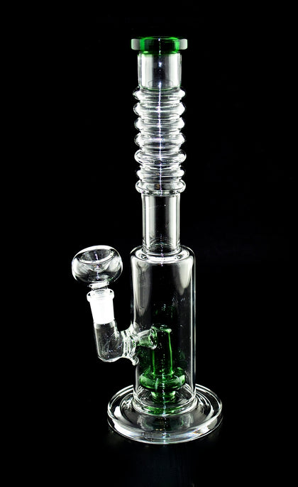 Clear Emerald Medium Glass Water Pipe with Meandering Design on Top
