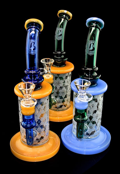 6B GLASS - Multicolored Glass on Glass Stemless Water Pipe with Tree Perc -2022B08