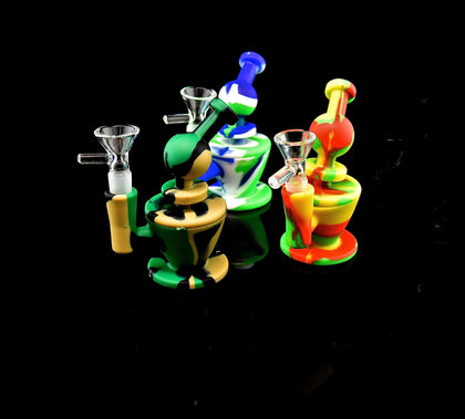 2021 Silicone Dab Rig Glass Bong Recycler Water Pipes Oil Rigs Herb Bubbler Bowl Silicone Bongs
