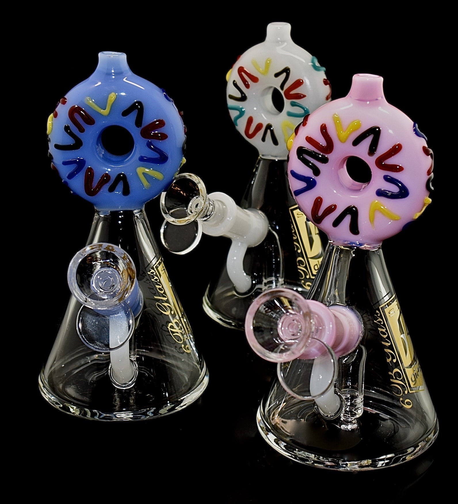 6B GLASS - 8" Water Pipe with Fancy Donut style smoking Pipe-2022B27