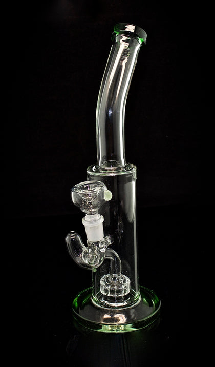 Bent Neck Fruit Tree Perc Glass Bell Water Pipe w/ Thick Base