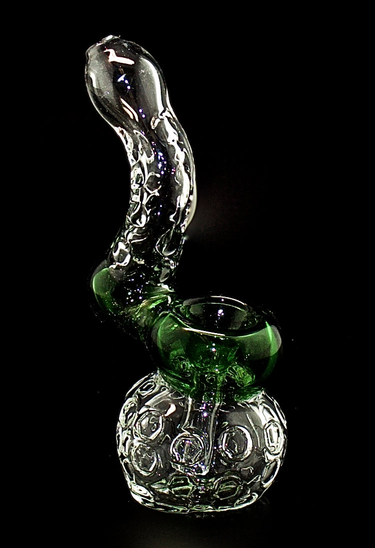 8" Custom Transparent Green Water Bubbler Glass Pipe 140g | Wholesale Glass Pipe - 1581