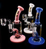 6B GLASS - 7" Colorful bent style smoking glass water pipe with donut perc-2022B10
