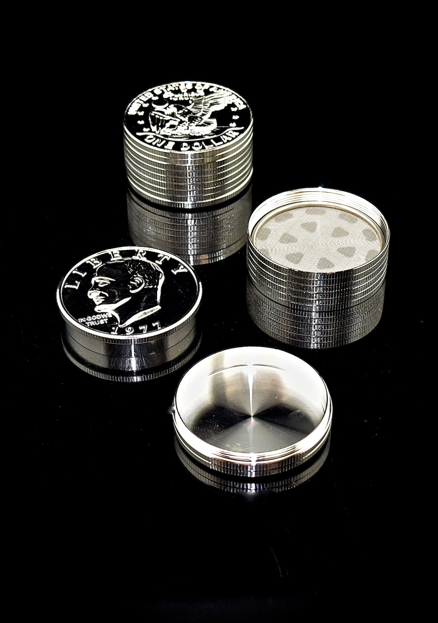 3 Parts Dollars Shape Metal Zinc Alloy Herb Grinder 42mm Silver Sharp Tooth Weed Smoking Crusher, View Dollars Shape crusher-125