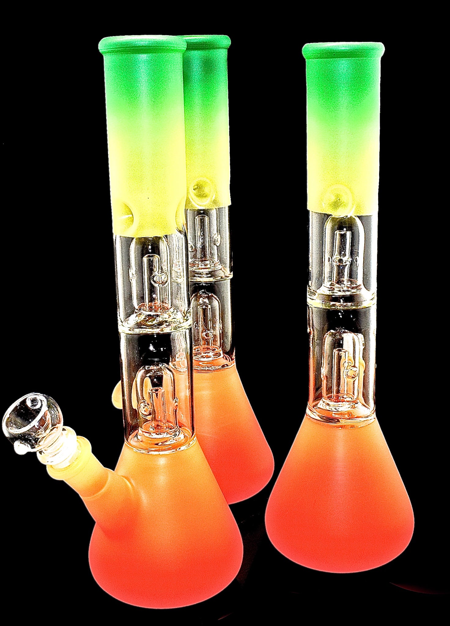 12" Painted Double Dome Perc Beaker | Wholesale Glass Pipe-1734
