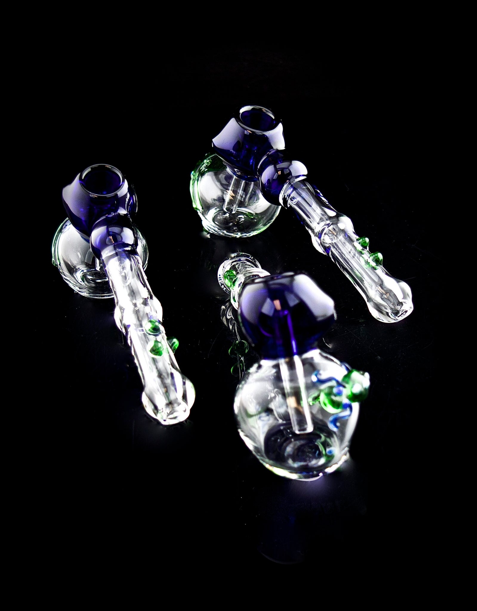Art Hammer Bubbler - Blue Color with Green Decorate style -334
