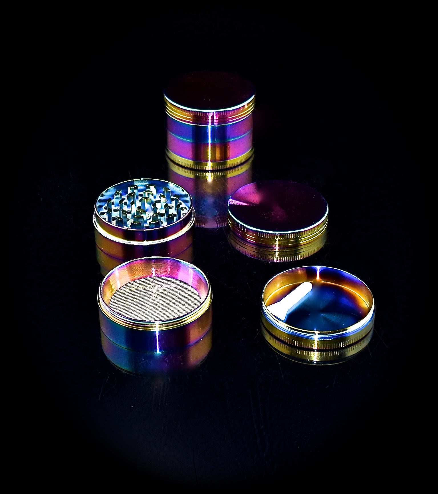 Grinder - 4 Pieces Zinc Alloy Pollen Rainbow Grinders Spice Grinder Colorful Metal Crusher with magnetic top -707