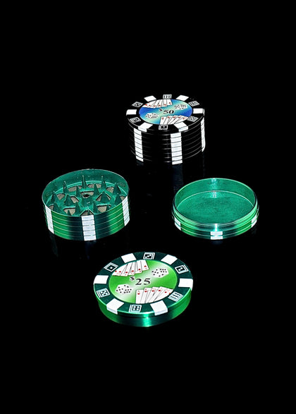 RHX Metal Tobacco Herb Spice Casino Poker Chip Grinder 3 Layers Shark Teeth Muller
