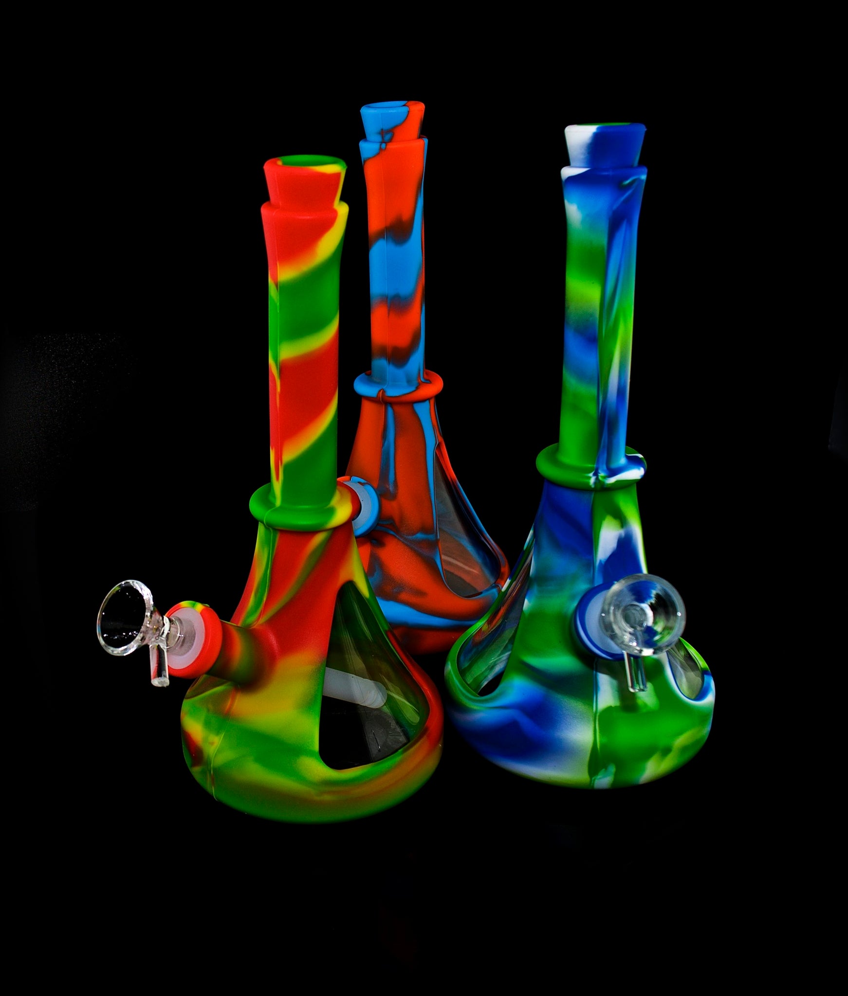 Silicone Beaker Bong Unique Waxmaid Patented Tobacco Water Pipe Smoking Hookah Glass Dab Rig-1285