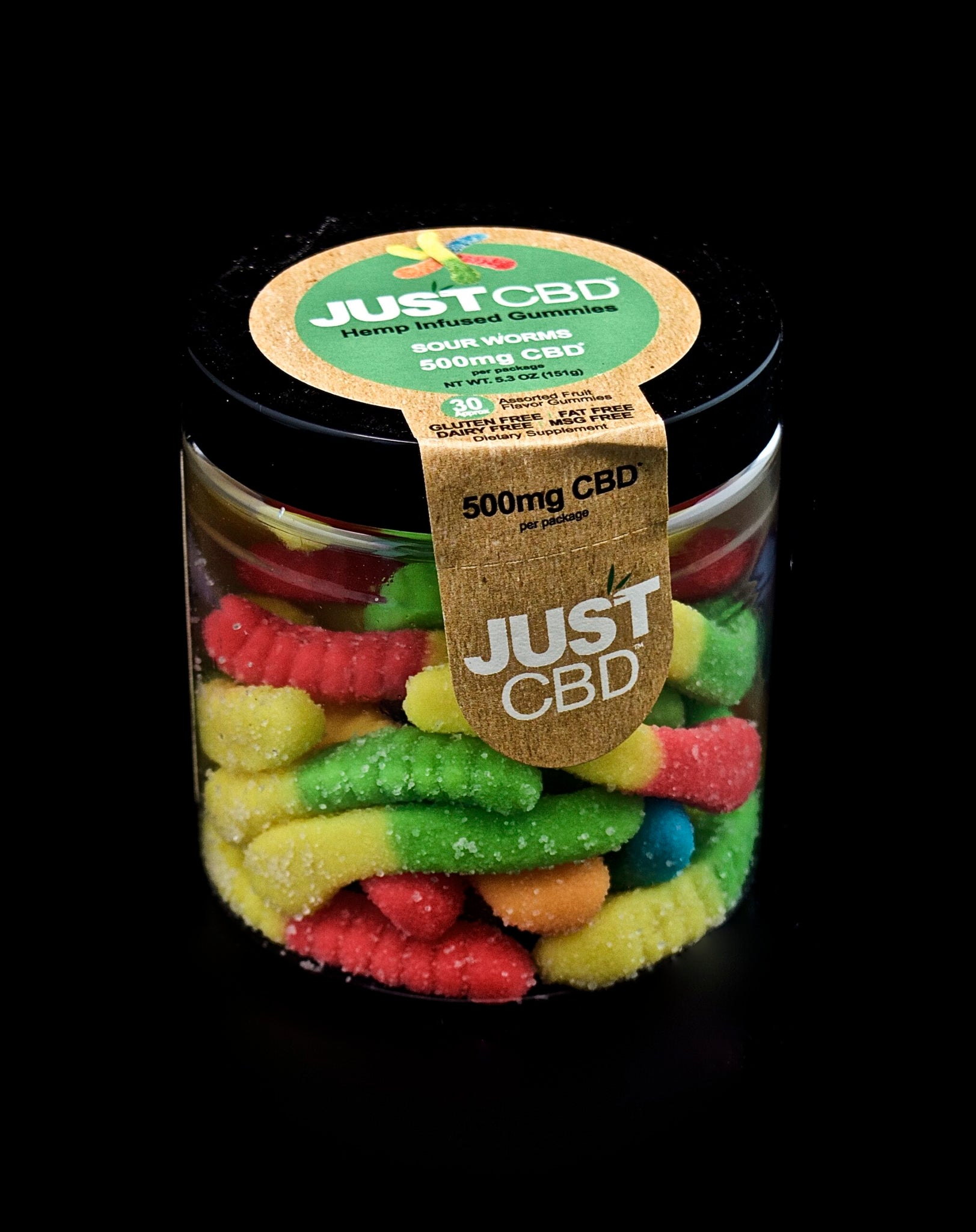 JUST CBD-GUMMIES-500MG | SOUR WORMS BEARS | WHOLESALE GLASS PIPE-884