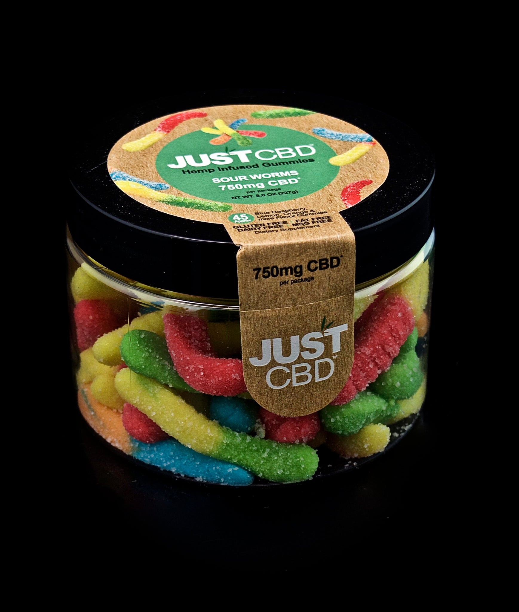 JUST CBD-GUMMIES-750MG | SOUR WORMS BEARS | WHOLESALE GLASS PIPE-895