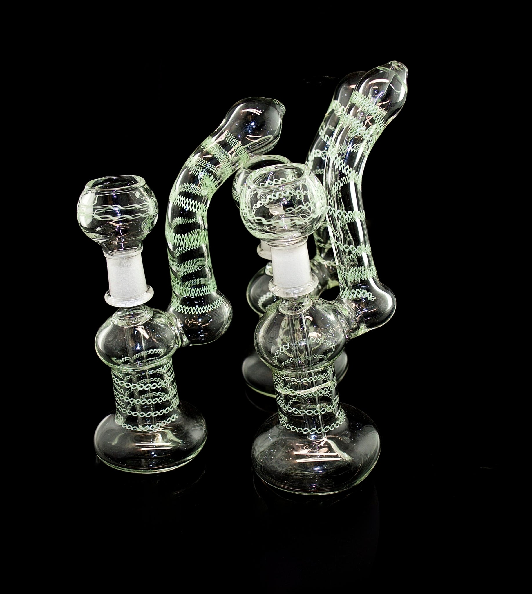 Medium Rasta Sherlock Wax Recycler Bubbler -Wholesale Glass Pipe-1048