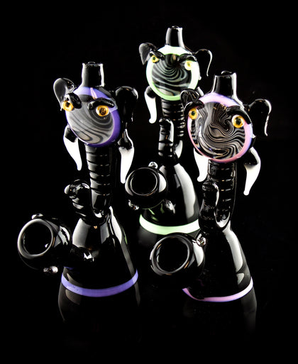 Custom Glass 6” Black and Pink Elephant Rig Water Pipe – Wholesale Glass Pipe-503