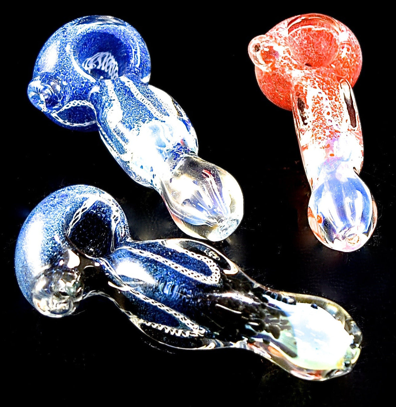 Thick Color Changing Flower Frit Glass Pipe -1403