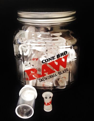 Full Jar of 30 Raw California Cone Bro Glass Tip Cigarette Holder -607